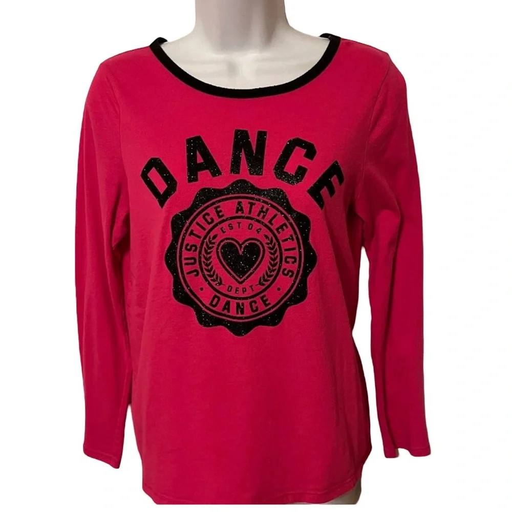 Justice Dance pink and black long sleeve top